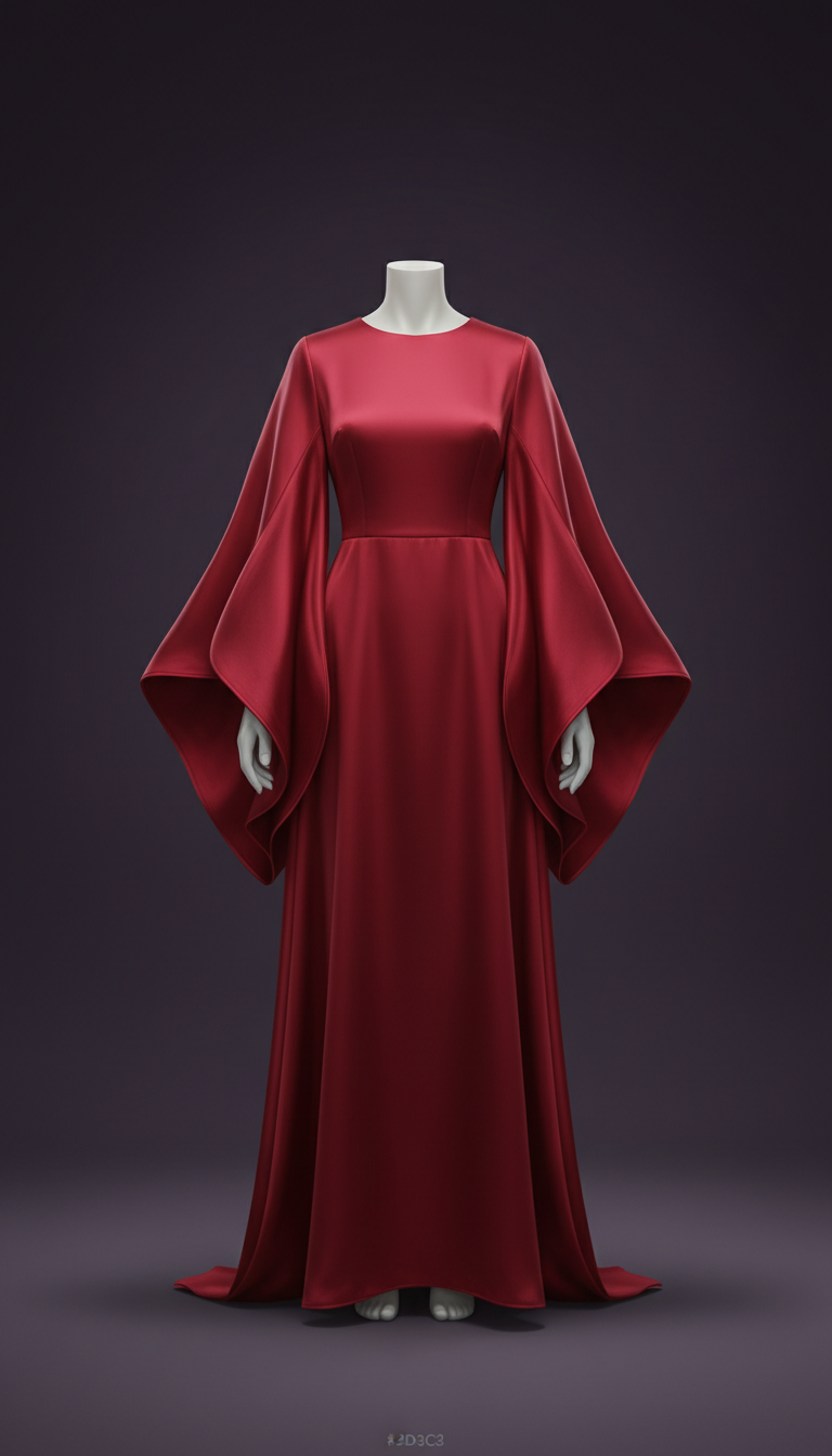 Crimson Lotus Silk Statement Dress