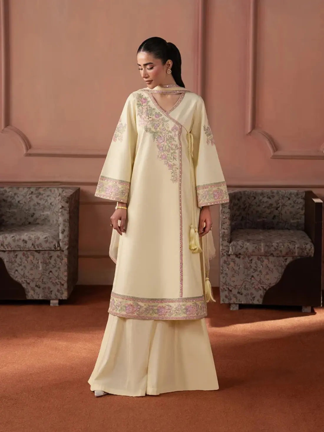 ✨ Butter Cup – Rang-e-Bahar – Embroidered 3-Piece ✨     কোড A2