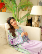 🌸💜 Lavender Noor – Premium Embroidered 3 Piece Set 💜🌸কোড-16